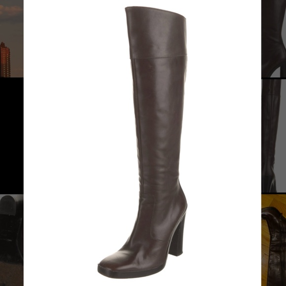 Balenciaga knee high heeled brown leather boots - Picture 5 of 8